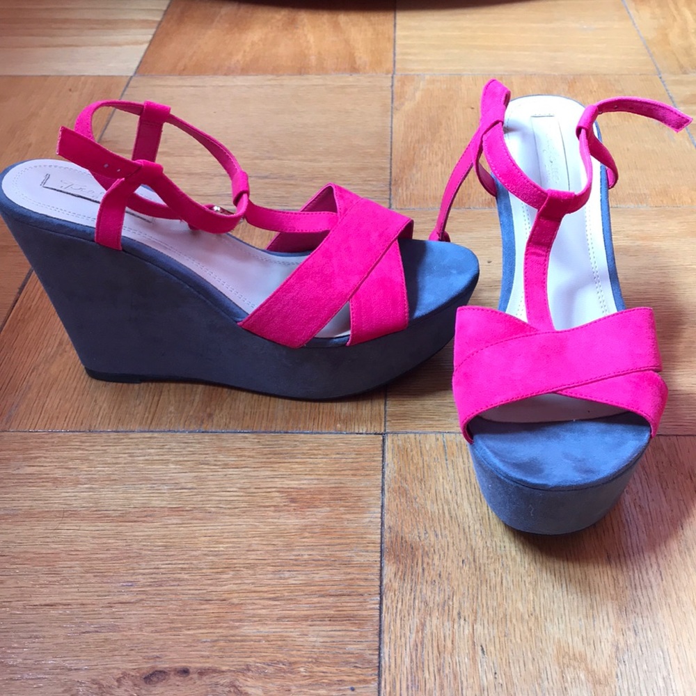 ZARA Hot Pink & Gray Wedges